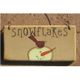 gr115s - Snowflakes snowman with cardinal Wood Hanging Sign