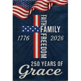 73M3053654 USA 250th Anniversary God Bless America Garden Flag 73M3053654 USA 250th Anniversary God Bless America Garden Flag