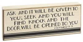 Primitive wood Box Sign HW-4626 Matthew 7:7 