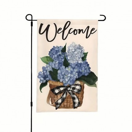 JC3716972 Charming Hydrangea Welcome Garden Flag - Double-Sided