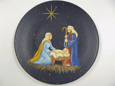 NEW-4 Nativity Wood Plate 