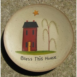 NEW-9 Bless This House Wood Plate 