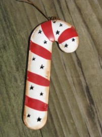  OR307-Candy Cane  tin punched ornament 