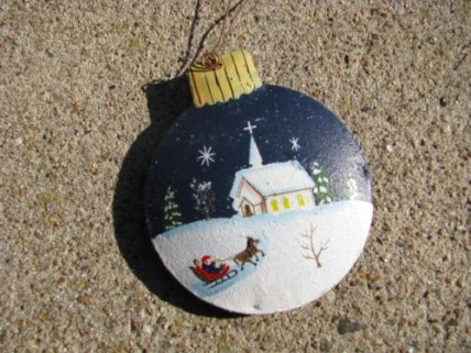 OR-516 Winter Church Ball metal ornament 