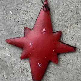 OR 530 Red Star Snowflake metal ornament