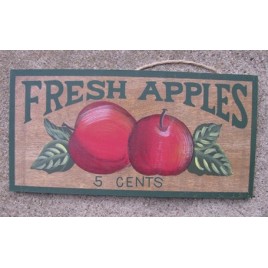 P18 - Fresh Apples 5 cents Wood Plaque