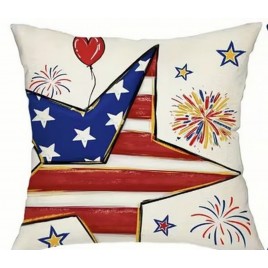 GW15805912 Star Balloons Fireworks Pillow Cover Only (NO INSERT)