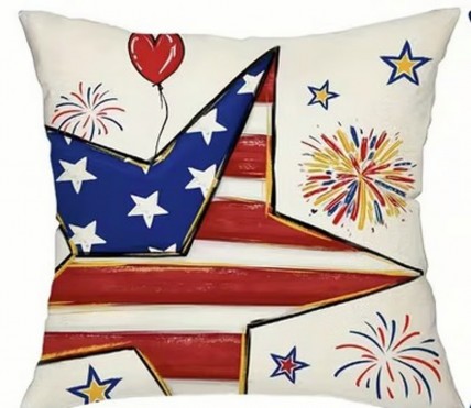 GW15805912 Star Balloons Fireworks Pillow Cover Only (NO INSERT)