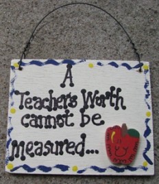 SW41-A teacher's Worth cannot be measured wood sign