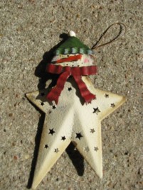 OR-351 Snowman metal ornament with Red Scarf