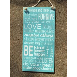wd 01025 - Life Rules Wood Sign 