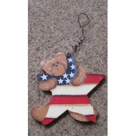 Patriotic Decor 1179 - Bear on wood star 