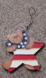 Patriotic Decor 1179 - Bear on wood star 