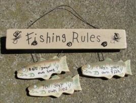 wd1195 - Fishing Rules Wood Sign
