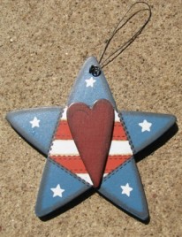 WD1293 - Red White and Blue wood Star 