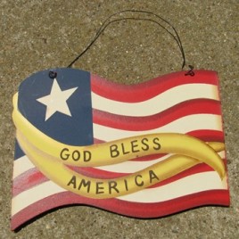 wd1338 - God Bless America Wood Sign 