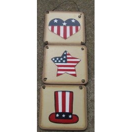 2013- Patriotic Hat Star and Heart wood sign