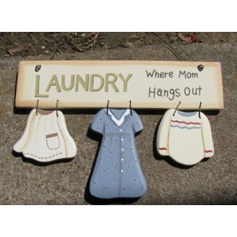 WD2067 - Laundry Where Mom Hangs Out wood sign 