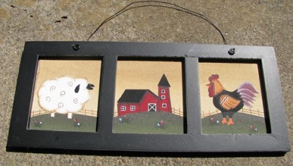WD2078 - Sheep Barn Chicken Canvas wood sign