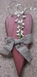 WD2094 - Burgundy Heart with white berries and green gingham checkered bow 