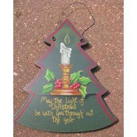 wd293 - Candle Tree Wood Christmas Ornament 