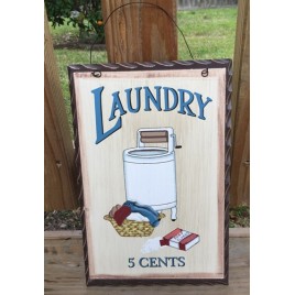 WD653 - Laundry 5 cents Wood Sign 