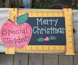 Teacher Gift 78 - Merry Christmas Wood Teacher Slate Ornament 